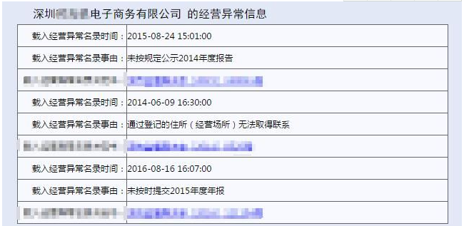 注册深圳公司被列入异常名录